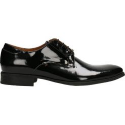 Półbuty GREG. Czarne buty wizytowe męskie Gino Rossi, bez wzorów, ze skóry, eleganckie, z okrągłym noskiem, bez zapięcia. Za 449,90 zł.
