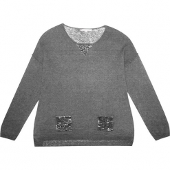 Sweter jedwabny w kolorze szarym. Szare swetry klasyczne damskie marki Ateliers de la Maille, z jedwabiu, z okrągłym kołnierzem. W wyprzedaży za 318,95 zł.