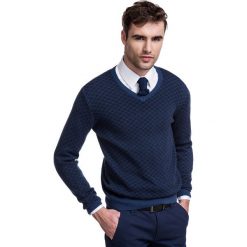 Sweter WALTER SWGS000319. Niebieskie swetry męskie na zimę, m, z bawełny, eleganckie. Za 199,00 zł.