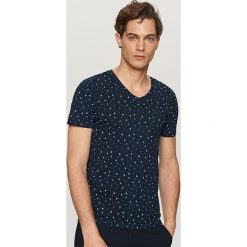 T-shirty męskie: T-shirt z mikrowzorem – Granatowy