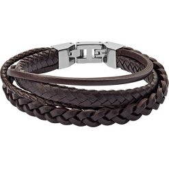 Fossil - Bransoletka skórzana. Pomarańczowe bransoletki męskie Fossil, ze stali. Za 279,90 zł.