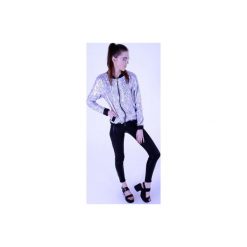 Bomber jacket z metalicznej dzianiny Srebrny hologram. Szare bluzy damskie marki Sthorm, s, bez wzorów, z bawełny, bez rękawów, bez kaptura. Za 359,00 zł.
