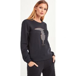 BLUZA TRUSSARDI JEANS. Pomarańczowe bluzy damskie Trussardi Jeans, s, z nadrukiem, z elastanu, bez rękawów, bez kaptura. Za 399,00 zł.
