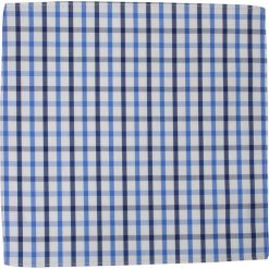Elegancka, Męska Poszetka - ALTIES - Krata Granatowo-Niebieska POSZALTTANIA0167. Niebieskie poszetki męskie Alties, bez wzorów, z bawełny, eleganckie. Za 16,90 zł.