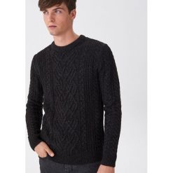Sweter z warkoczowym splotem - Czarny. Czarne swetry męskie House, s, bez wzorów, ze splotem, bez kołnierzyka, bez kaptura. Za 119,99 zł.