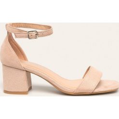 Answear - Sandały LAURA MODE. Brązowe sandały damskie ANSWEAR, bez wzorów, z materiału, bez obcasa, na obcasie, na klamry. Za 109,90 zł.
