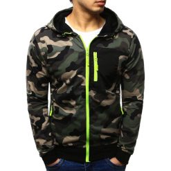 Bluzy męskie: Bluza męska rozpinana z kapturem woodland camo (bx2219)