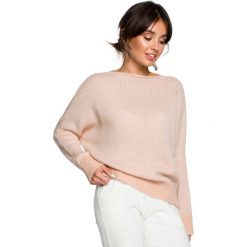 Bladoróżowy Kimonowy Sweter z Kontrastowymi Mankietami. Czerwone swetry oversize damskie Molly.pl, uniwersalny, z dzianiny. Za 105,90 zł.