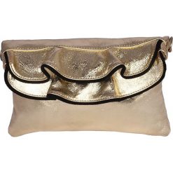 Puzderka: Skórzana kopertówka w kolorze złotym – 25 x 16 x 12 cm