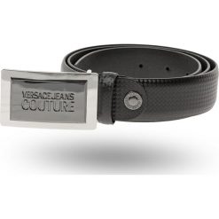 PASEK VERSACE JEANS COUTURE. Czarne paski męskie Versace Jeans Couture, w paski, z jeansu. Za 449,00 zł.