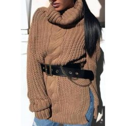 Tunika MAIA BROWN. Pomarańczowe bluzy damskie IVET, m, bez wzorów, z elastanu, z golfem, z długim rękawem, długie. W wyprzedaży za 69,00 zł.