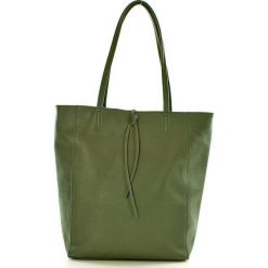 Shopper bag damskie: Modny shopper na ramię skórzany olive