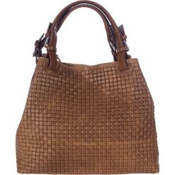 Shopper bag damskie: Skórzana torebka w kolorze brązowym – 45 x 37 x 15 cm