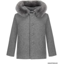 Kurtka Grey Fur Boy. Szare kurtki chłopięce Pakamera, bez wzorów, z wełny, eleganckie, bez kaptura. Za 350,00 zł.