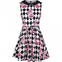 Hell Bunny Harlequin Mini Dress Sukienka czarny/różowy. Sukienki małe czarne marki Hell Bunny, s, z dekoltem na plecach. Za 224,90 zł.