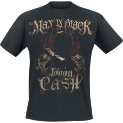T-shirty męskie: Johnny Cash Man In Black Flames T-Shirt czarny