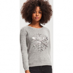 Sweter z aplikacją - Szary. Szare swetry klasyczne damskie Reserved, l. Za 79,99 zł.
