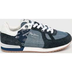 Pepe Jeans - Buty dziecięce Sydney. Niebieskie trampki chłopięce Pepe Jeans, bez wzorów, z jeansu, sportowe, na sznurówki. W wyprzedaży za 99,90 zł.