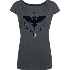 Drachenzähmen leicht gemacht Ohnezahn - Don't Mess With My Dragon Koszulka damska odcienie szarego. Szare koszulki damskie marki Drachenzähmen leicht gemacht, l, z nadrukiem, bez kołnierzyka. Za 79,90 zł.