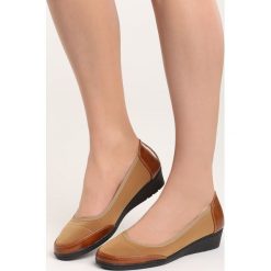 Camelowe Czółenka Ravan. Różowe buty ślubne damskie marki Born2be, ze skóry, na niskim obcasie, na koturnie. Za 29,99 zł.
