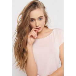 Koszulka z kryształkami. Brązowe koszulki damskie Orsay, xs, w paski, z elastanu, z dekoltem na plecach. Za 69,99 zł.