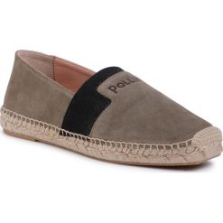 Espadryle POLLINI - SA10442G0ATG0105 Crosta Sand. Zielone espadryle damskie Pollini, bez wzorów, ze skóry, bez obcasa, na płaskiej podeszwie. W wyprzedaży za 459,00 zł.