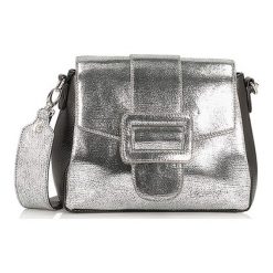 Skórzana torebka w kolorze srebrnym - (S)25 x (W)19 x (G)12 cm. Szare torebki klasyczne damskie Kazar, w paski, ze skóry, bez dodatków. W wyprzedaży za 439,95 zł.