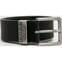 Armani Exchange - Pasek skórzany. Czarne paski męskie Armani Exchange, w paski, ze skóry. W wyprzedaży za 169,90 zł.