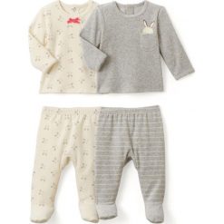 Komplet 2 Piżam dwuczęściowych z weluru w Króliczki 0 miesięcy-3 lata. Szare spodnie niemowlęce marki La Redoute Collections, w paski, z bawełny. Za 125,96 zł.