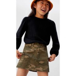 Mango Kids - Bluzka dziecięca Poe 110-164 cm. Czarne bluzki dziewczęce Mango Kids, bez wzorów, z bawełny, z okrągłym kołnierzem, z długim rękawem, długie, bez kaptura. Za 69,90 zł.