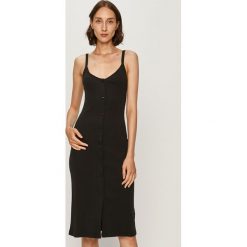 Tommy Jeans - Sukienka. Czarne sukienki damskie Tommy Jeans, na co dzień, s, bez wzorów, z bawełny, casualowe, z okrągłym kołnierzem, bez rękawów, midi, proste. Za 359,90 zł.