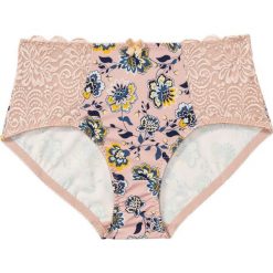 Figi maxi bonprix stary jasnoróżowy z nadrukiem. Różowe majtki damskie bonprix, z nadrukiem, z koronki. Za 34,99 zł.