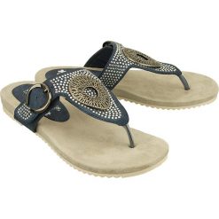 RIEKER V5360-14 blue, klapki japonki damskie. Niebieskie klapki damskie Rieker, bez wzorów, bez obcasa. Za 239,90 zł.