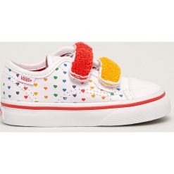 Vans - Tenisówki dziecięce. Białe trampki dziewczęce Vans, bez wzorów, z gumy, bez zapięcia. Za 199,90 zł.