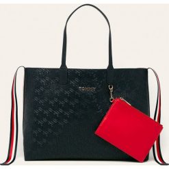 Tommy Hilfiger - Torebka. Niebieskie torby damskie na zakupy TOMMY HILFIGER, bez wzorów, ze skóry ekologicznej, na ramię, duże, bez dodatków. Za 599,90 zł.