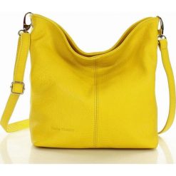 MARCO MAZZINI Torebka skórzana na długim pasku crossbody żółta. Żółte listonoszki damskie marki MAZZINI, w paski, ze skóry, sportowe, bez dodatków. Za 189,00 zł.