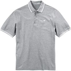 Shirt polo, krótki rękaw bonprix jasnoszary melanż. Szare koszulki męskie bonprix, xl, z haftami, z bawełny, z krótkim rękawem. Za 37,99 zł.