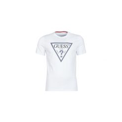 T-shirty z krótkim rękawem Guess DENIM TRIANGLE. Białe t-shirty męskie Guess, s, z aplikacjami, z denimu, bez kołnierzyka, krótkie. Za 159,00 zł.
