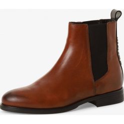 Tommy Jeans - Skórzane botki damskie, beżowy. Brązowe botki damskie Tommy Jeans, z jeansu, klasyczne, bez obcasa, bez zapięcia. Za 699,95 zł.