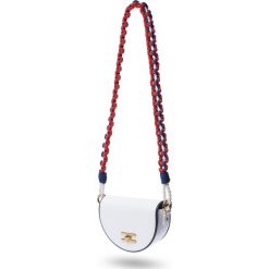 TOREBKA Elisabetta Franchi. Białe torebki worki damskie Elisabetta Franchi, w paski, ze skóry ekologicznej, na ramię, z tłoczeniem, z aplikacjami. Za 1179,00 zł.