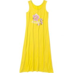 Koszula nocna, długa bonprix żółty cytrynowy z nadrukiem. Żółte koszule nocne damskie marki bonprix, z nadrukiem, z długim rękawem, długie. Za 34,99 zł.
