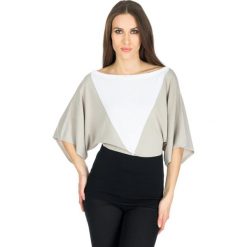 Swetry klasyczne damskie: Sweter w kolorze beżowo-czarno-białym