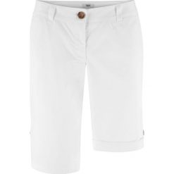 Bermudy ze stretchem bonprix biały. Białe szorty damskie bonprix. Za 37,99 zł.