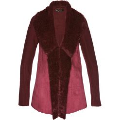 Kardigany damskie: Sweter rozpinany ze sztucznym futerkiem bonprix czerwony klonowy