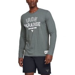 Under Armour Project Rock Iron Paradise Koszulka Szary. Szare podkoszulki męskie Under Armour, xxl, z nadrukiem, z bawełny, z długim rękawem. Za 188,95 zł.