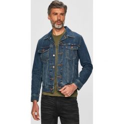 Wrangler - Kurtka. Niebieskie płaszcze męskie Wrangler, s, bez wzorów, z bawełny, krótkie, bez kaptura. Za 369,90 zł.