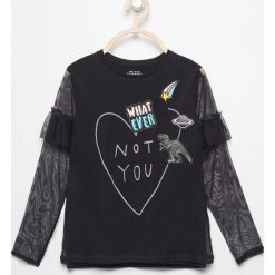 T-shirty dziewczęce: Bluzka z tiulowymi rękawami – Czarny