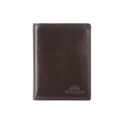 Portfele męskie: Skórzany portfel w kolorze brązowym – (D)12 x (S)9 cm