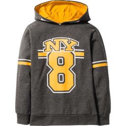 Bluza z kapturem bonprix antracytowo-miodowy z nadrukiem. Szare bluzy męskie z kapturem marki bonprix, m, z nadrukiem. Za 44,99 zł.