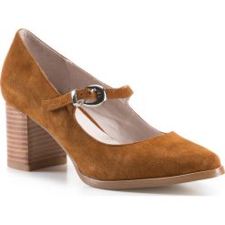 Buty damskie. Czółenka damskie Wittchen, bez wzorów, ze skóry, bez obcasa, na obcasie. W wyprzedaży za 199,90 zł.